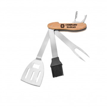 5-in-1 Wooden Handle Multi BBQ Grill Tools Set